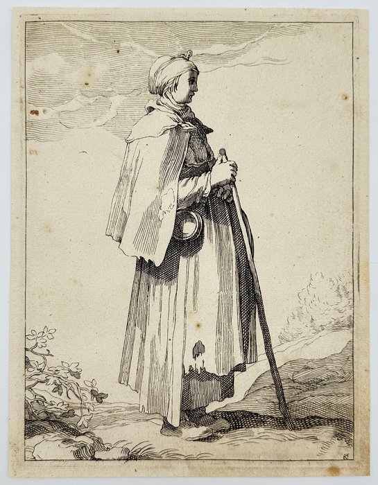 Frederick Bloemaert (c. 1614/17 – 1690) - Full-length profile portrait of a woman - 1650