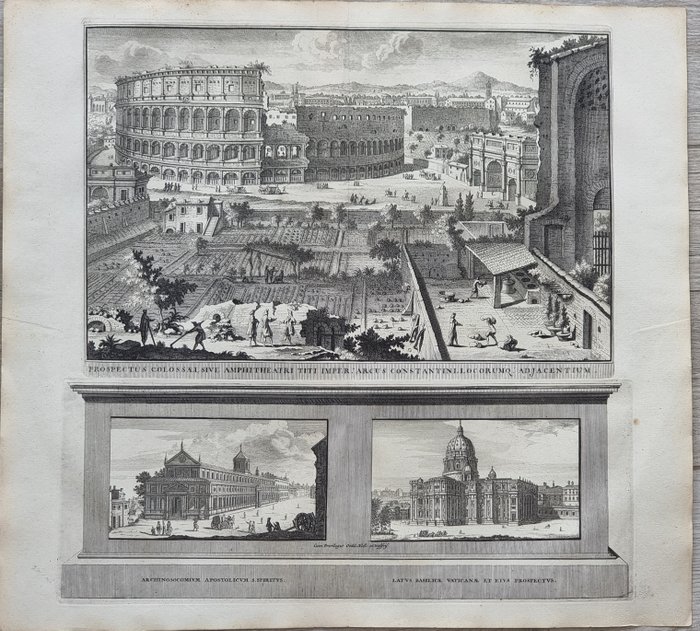 Italien - Rom; François Halma / Lievin Cruyl - Beschryving van Nieuw / Vedute di Roma - Prospectus Colossael - Colosseo - 1701-1720