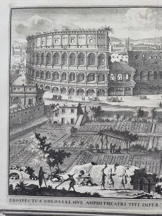 Italien - Rom; François Halma / Lievin Cruyl - Beschryving van Nieuw / Vedute di Roma - Prospectus Colossael - Colosseo - 1701-1720