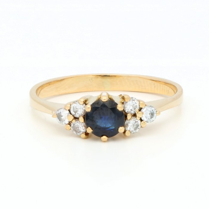 Ingen mindstepris - Ring - 18 kraat Gulguld Diamant (Natur)  - Safir