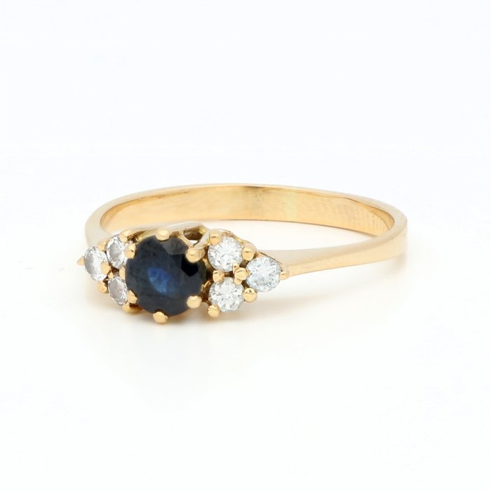 Ingen mindstepris - Ring - 18 kraat Gulguld Diamant (Natur)  - Safir