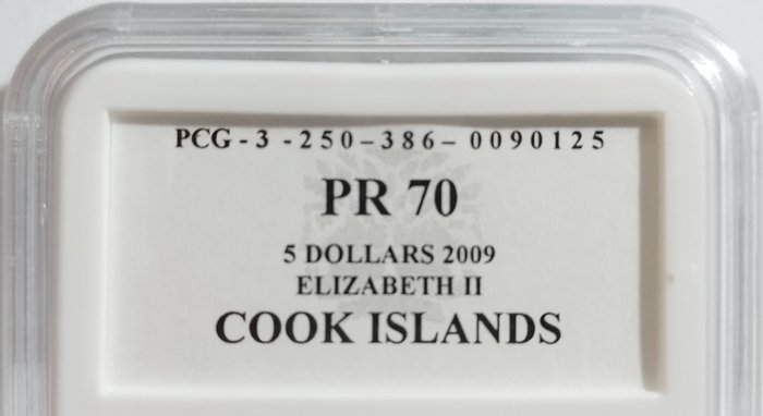 Cook-øerne. 5 Dollars 2009 "Leonardo da Vinci - Dama con l'ermellino" - in slab PCG PR 70  (Ingen mindstepris)