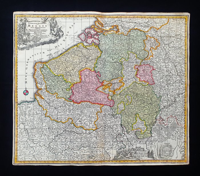 Europa - Holland / Belgien / Bruxelles / Antwerpen / Rotterdam / Amsterdam; Matthaus Seutter - Germaniae Inferioris Belgii Pars Meridionalis - 1721-1750