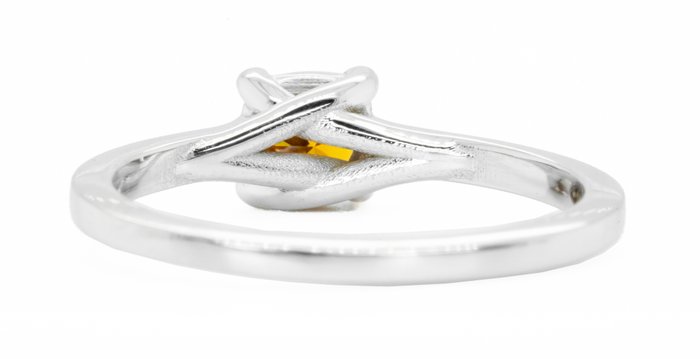 Ingen mindstepris - Ring - 18 kraat Hvidguld, Fancy Vivid Gullig Orange -  0.42ct. tw. Diamant (Naturfarvet) - I1