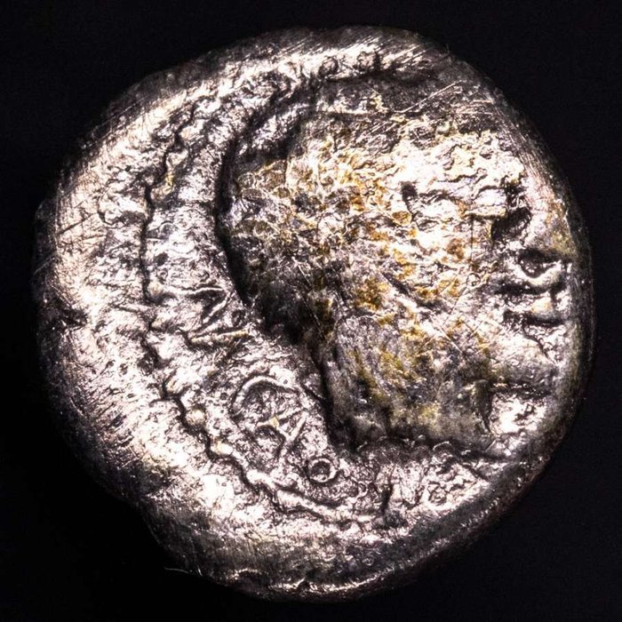 Romerska republiken. M. Porcius Cato, 89 f.Kr.. Quinarius Victory seated right holding patera and palm branch; in exergue VICTRIX.  (Ingen mindstepris)