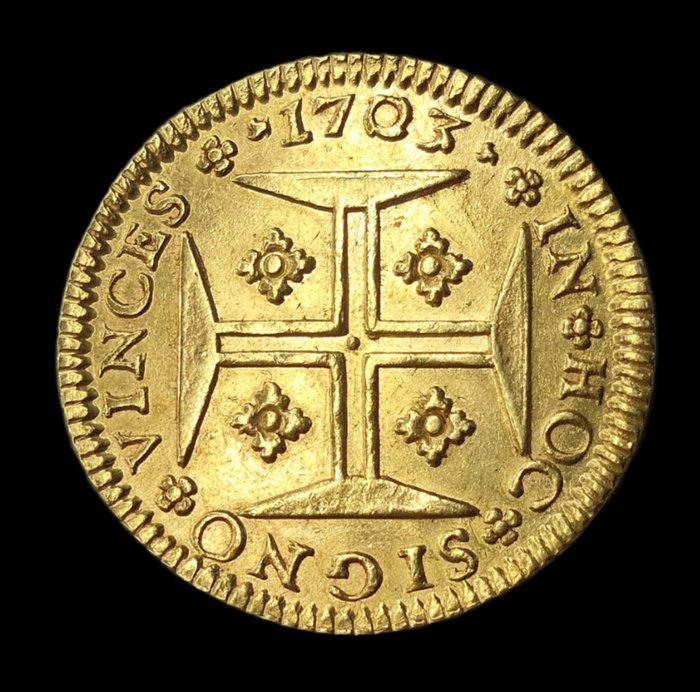 Portugal. D. Pedro II (1683-1706). Moeda (4.800 Reis) 1703 - Lisboa - PORT•ETALG•REX - 2º Tipo - Rara