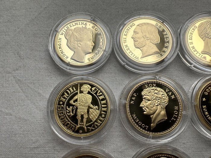 Holland. Herslagen 'Geschiedenis van de Gouden Nederlandse gulden' (9x)  (Ingen mindstepris)