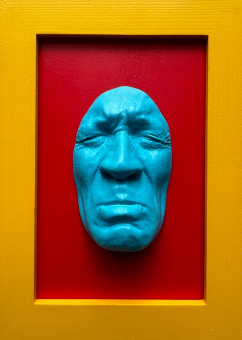 Gregos (1972) - Small blue light sadness on red background-yellow frame