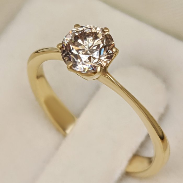 Ingen mindstepris - Ring - 14 karat Gulguld -  0.75ct. tw. Brun Diamant (Naturfarvet) - IGI