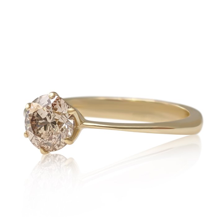 Ingen mindstepris - Ring - 14 karat Gulguld -  0.75ct. tw. Brun Diamant (Naturfarvet) - IGI