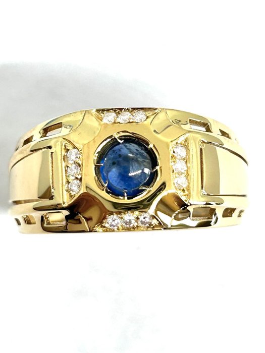 Ring - 14 karat Gulguld -  0.62ct. tw. Safir - Diamant