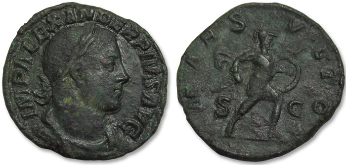 Romarriket. Severus Alexander (AD 222-235). Sestertius Rome mint circa 231-235 A.D. - MARS VLTOR reverse - 31mm coin