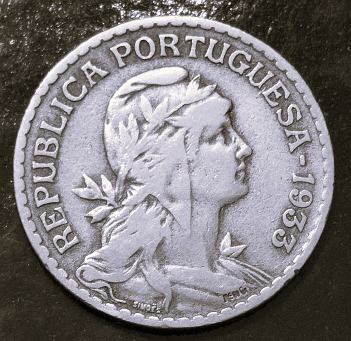 Portugisisk Guinea, Portugisisk Kap Verde. Republic. 1 Escudo - 1930 + 1933 - 2 Moedas raras - Alpaca  (Ingen mindstepris)