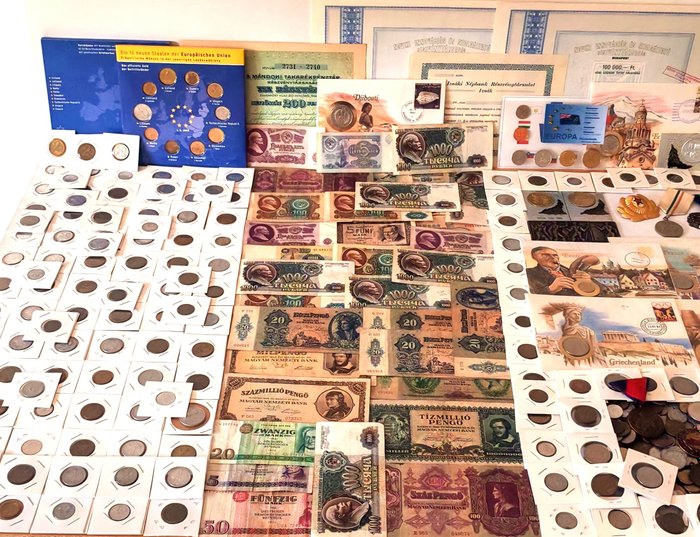 Verden. Extensive Collection of Coins/Banknotes/Sets/Stocks/Memoriable/Etc. 500 pieces  (Ingen mindstepris)