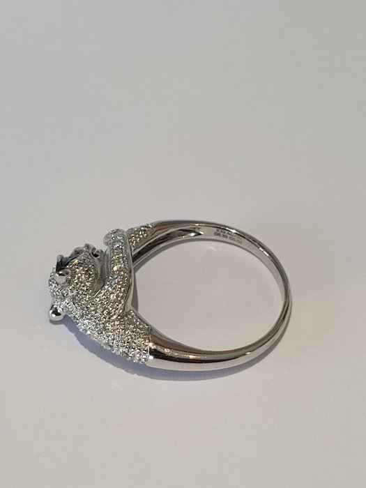 Statement-ring - 18 kraat Hvidguld -  0.35ct. tw. Tsavorit - Diamant