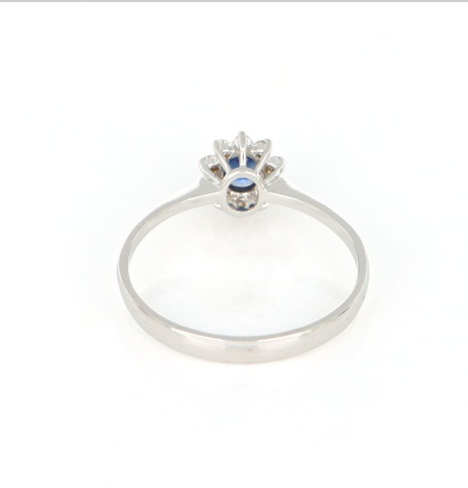 Ingen mindstepris - Ring - 18 kraat Hvidguld -  0.35ct. tw. Safir - Diamant