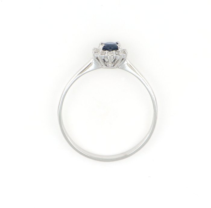 Ingen mindstepris - Ring - 18 kraat Hvidguld -  0.35ct. tw. Safir - Diamant