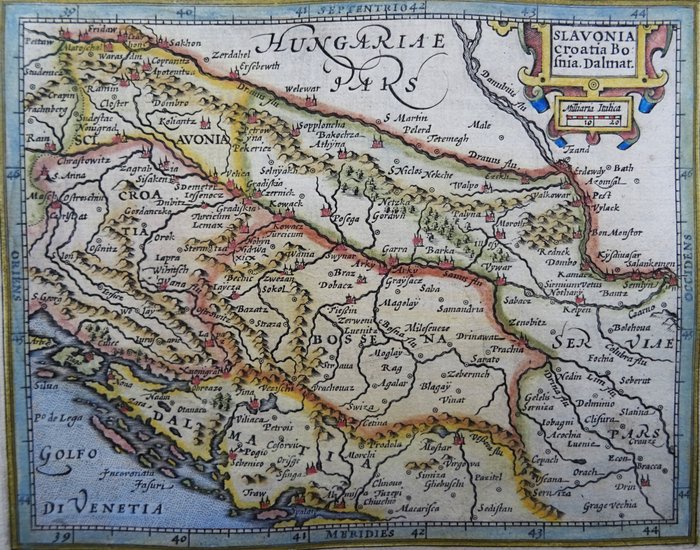 Europa - Bosnien, Kroatien, Serbien, Montenegro, Slovenien, Kosovo....; Hondius / Mercator - Slavonia Croatia Bosnia Dalmat - 1601-1620