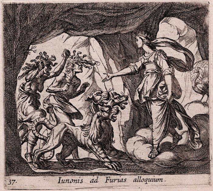 Antonio Tempesta (1555-1630) - The Furies standing inside the mouth of Hell  - 1606