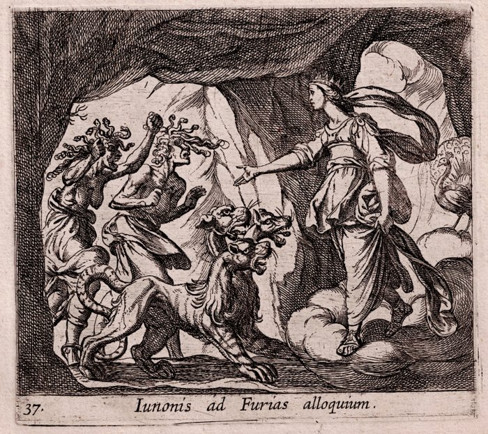 Antonio Tempesta (1555-1630) - The Furies standing inside the mouth of Hell  - 1606