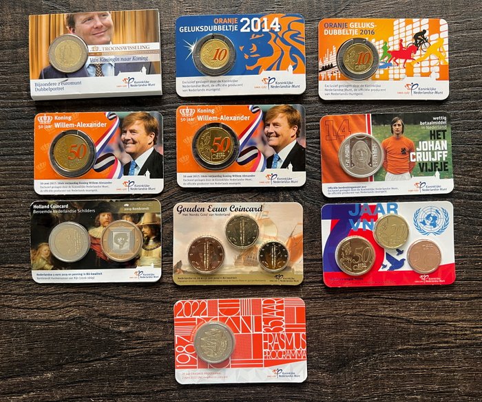 Holland. Coin Card 2013/2022 (10 coincards)  (Ingen mindstepris)