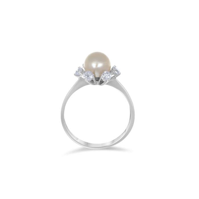 Ring - 18 kraat Hvidguld -  0.36ct. tw. Diamant (Natur)  - Perle