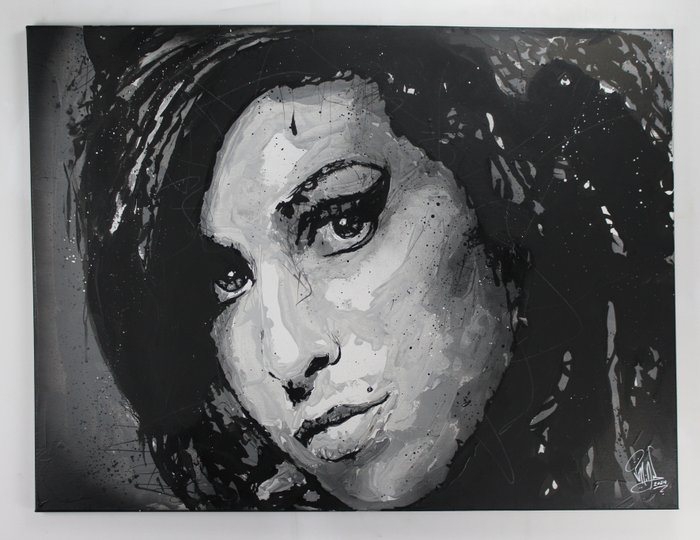 Amy Winehouse - Handpainted and signed Painting - Artist Vincent Mink - Amy Winehouse