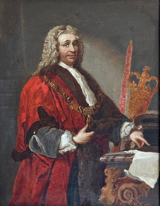 John Vanderbank (1694-1739), Attributed to - A three quarter - length portrait of Sir John Barnard Mayor of London in 1738