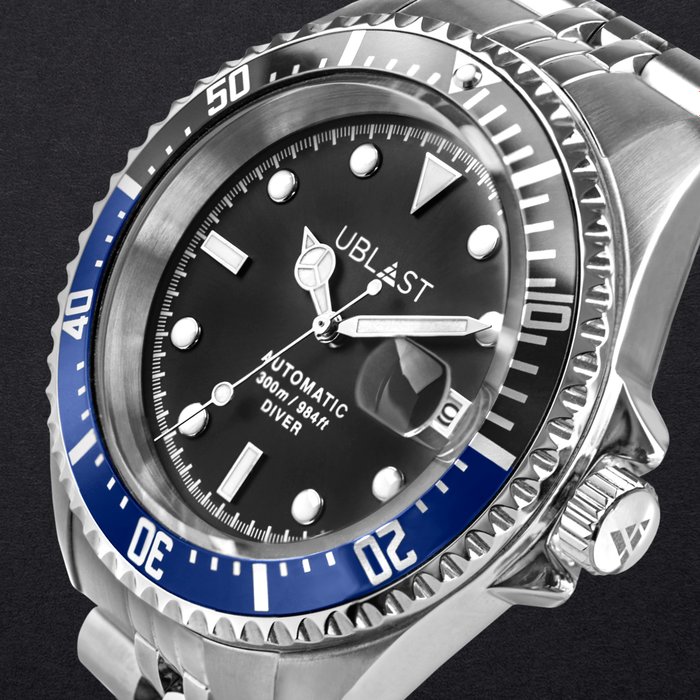 Ublast - " NO RESERVE PRICE " Diver 30 ATM - UB3D4411BBK - Ingen mindstepris - Jubilee Straps - Mænd - Ny