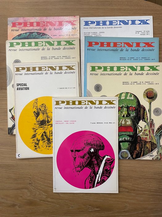 Phénix -  revue internationale de la bande dessinée - 7 Magasiner - Første udgave - 1968/1976