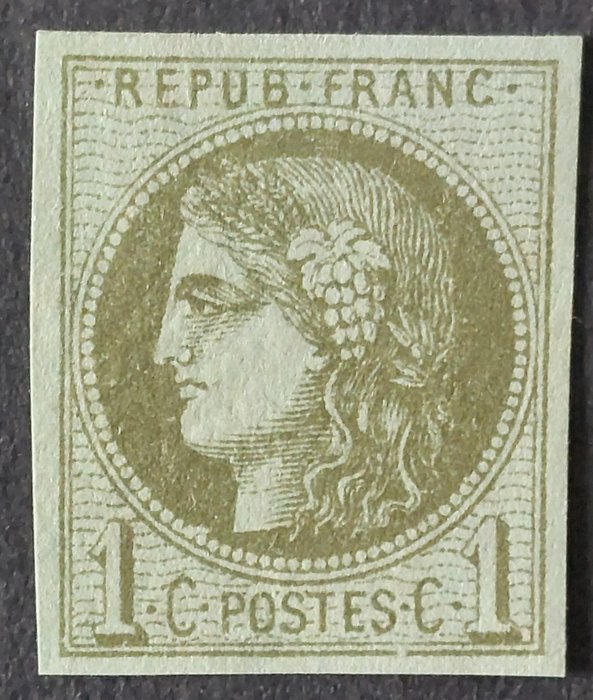 Frankrig 1870 - Bordeaux, 1 spsk. oliven, Rapport 3, VF - Yvert 39C