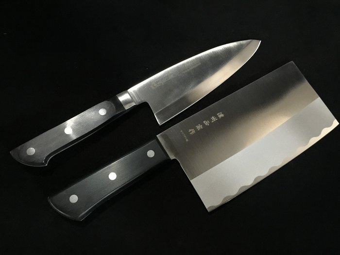 正宗 MASAMUNE / Set of 2 / 出刃 DEBA 中華菜切 CHUKA NAKIRI - Køkkenkniv -  Japansk køkkenkniv - Stål, Træ - Japan