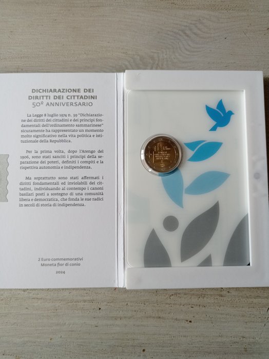 San Marino. 2 Euro 2024 "Dichiarazione dei Diritti dei Cittadini" + "Ghirlandaio" (2 monedas)  (Ingen mindstepris)