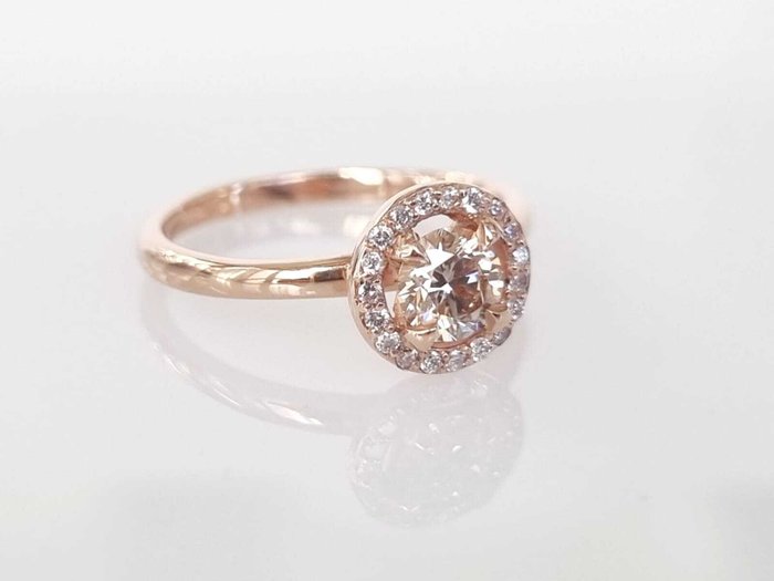 Cocktailring - 14 karat Rosaguld -  054ct tw Brun Diamant (Naturfarvet)