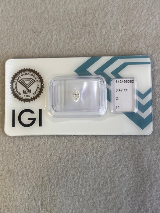 1 pcs Diamant  (Natur)  - 0.47 ct - Marquise - G - I1 - International Gemological Institute (IGI)