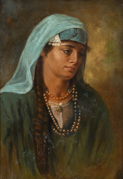 Bernhard Kühn (1850-1902) - Oriëntalistische dame, Cairo