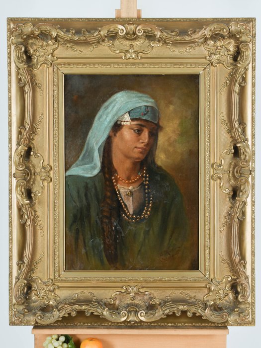 Bernhard Kühn (1850-1902) - Oriëntalistische dame, Cairo