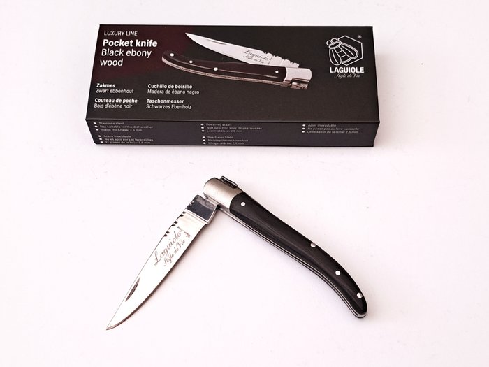 Laguiole - Pocket Knife - Black Ebony Wood - style de - Lommekniv