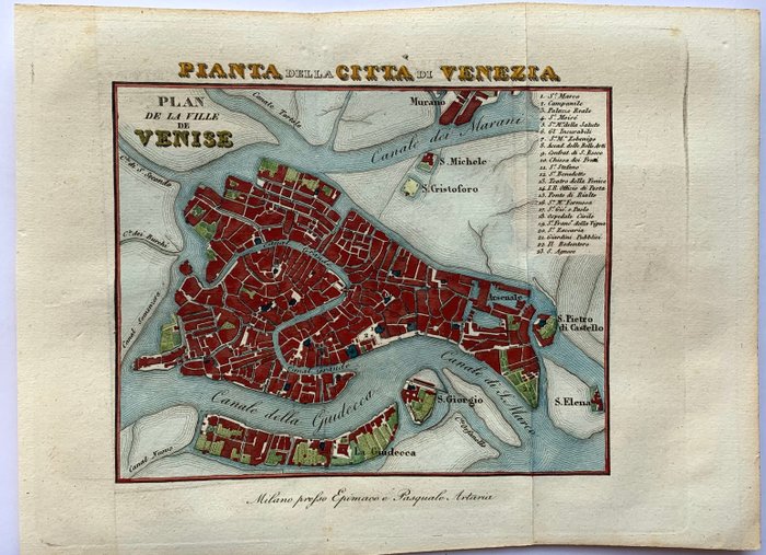 Italien - Veneto / Venedig; Artaria - Pianta della città di Venezia - 1831