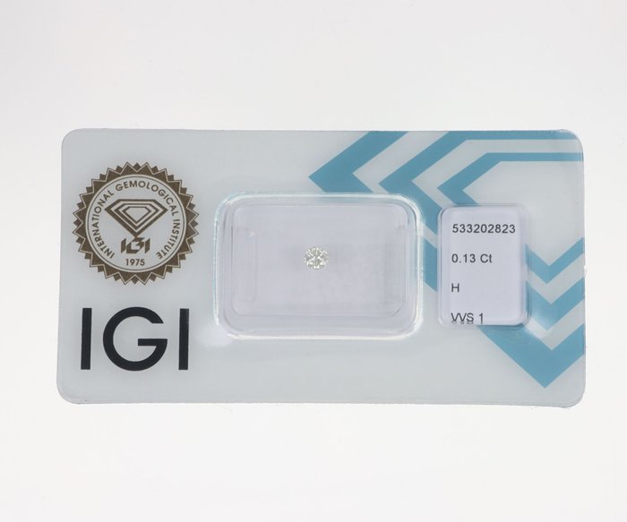 1 pcs Diamant  (Natur)  - 013 ct - Rund - H - VVS1 - International Gemological Institute (IGI)