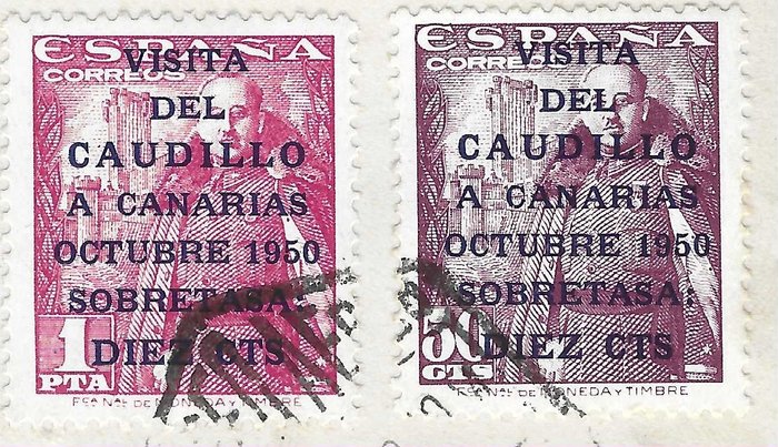 Spanien 1950 - Besøg af Caudillo på De Kanariske Øer - Edifil PD 1083A/1083B