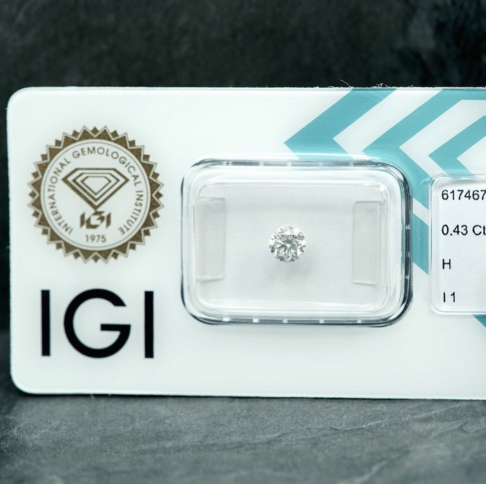 1 pcs Diamant  (Natur)  - 0.43 ct - H - I1 - International Gemological Institute (IGI)