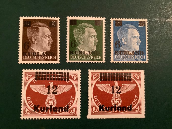 Tyske Kejserrige 1945 - Fuld emission Kurland - einwandfrei godkendt Van Loo BPP - Michel 1/3 en 4A/4B