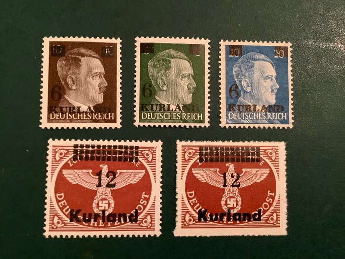 Tyske Kejserrige 1945 - Fuld emission Kurland - einwandfrei godkendt Van Loo BPP - Michel 1/3 en 4A/4B