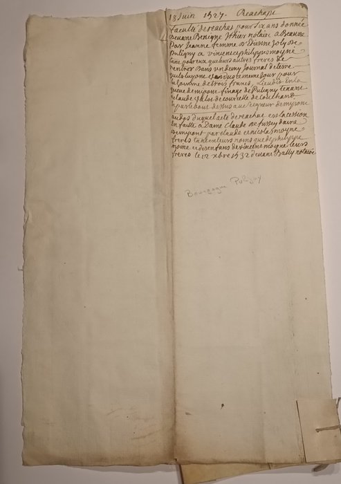 Notaire de Beaune - Acte de propriété - Puligny-Bourgogne - 1427