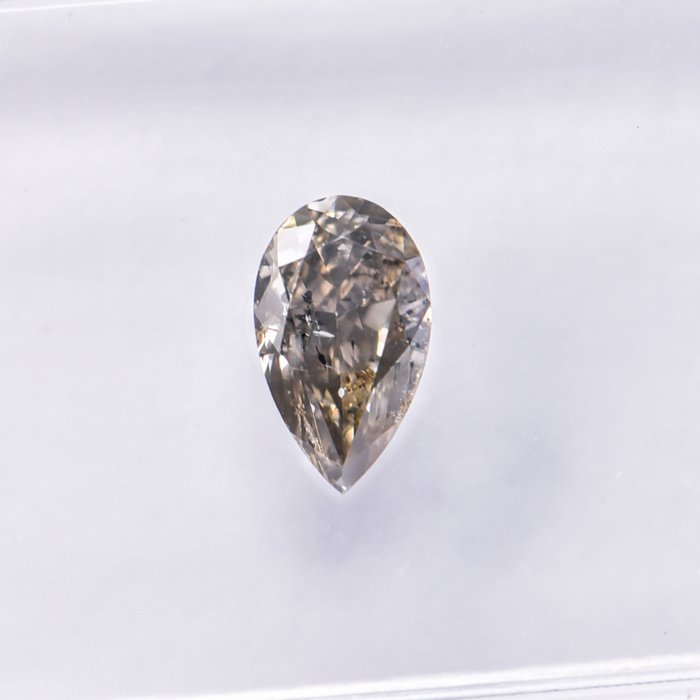 Ingen mindstepris - 1 pcs Diamant  (Naturfarvet)  - 0.50 ct - Pære - Fancy Grå, Grønlig Gul - I1 - International Gemological Institute (IGI)