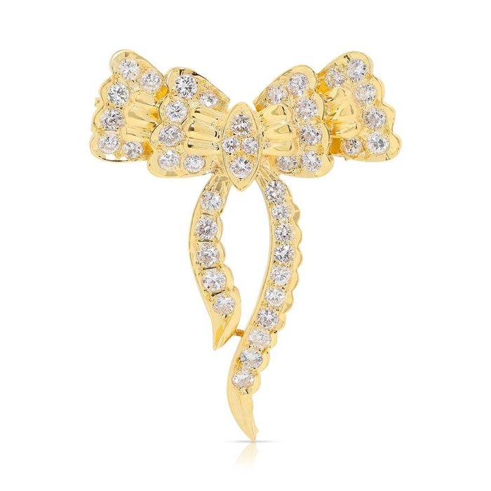 Broche - 18 kraat Gulguld -  0.70ct. tw. Diamant (Natur)