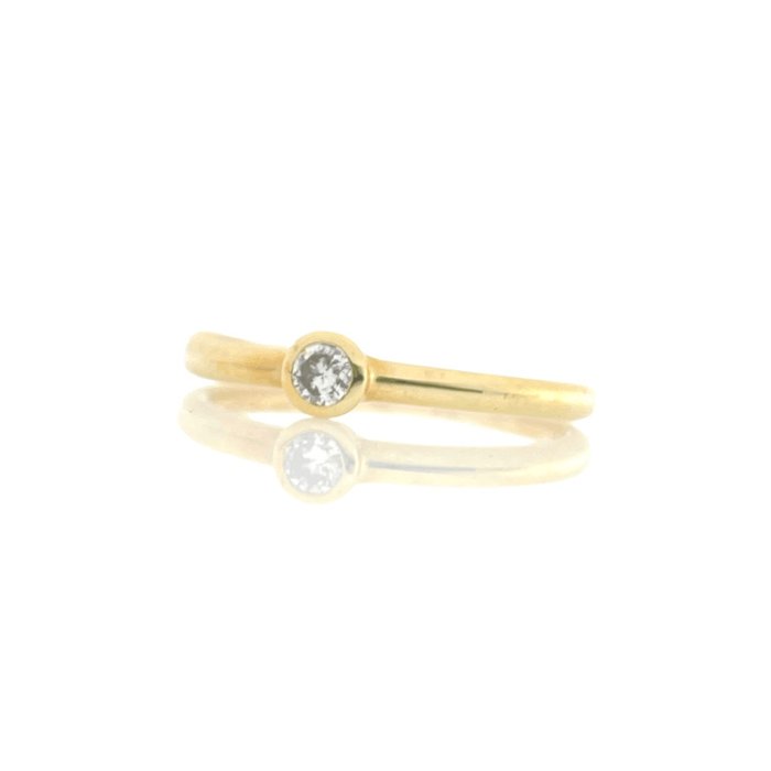 Ring - 14 karat Gulguld -  0.07ct. tw. Diamant (Natur)  - Solitaire diamantring