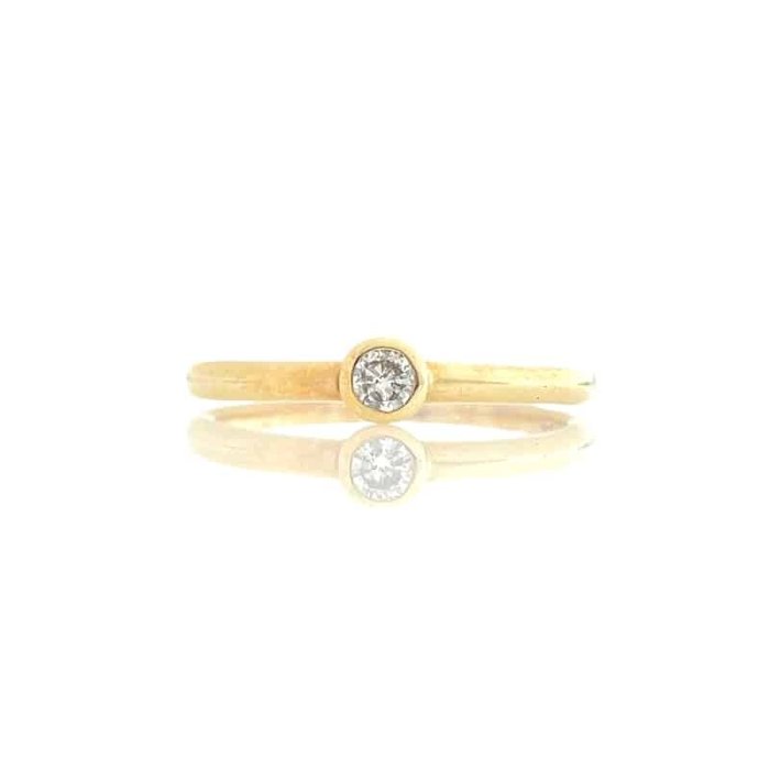 Ring - 14 karat Gulguld -  0.07ct. tw. Diamant (Natur)  - Solitaire diamantring