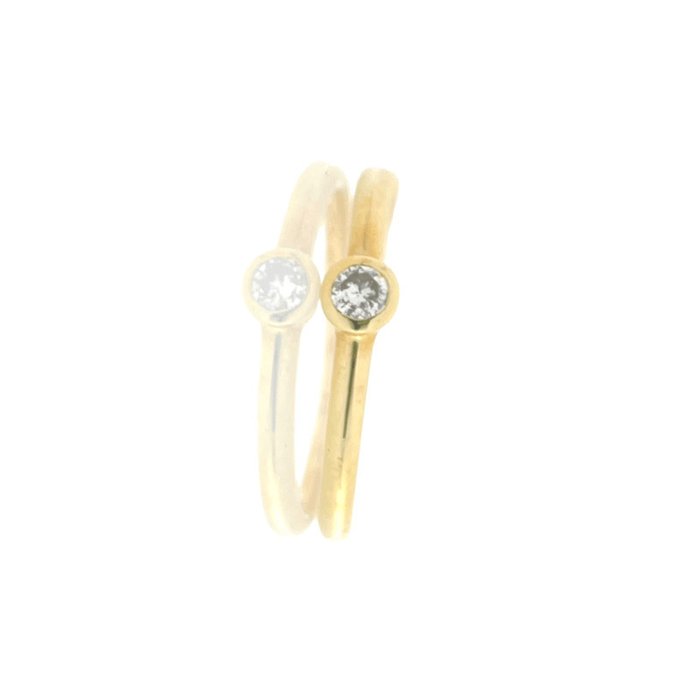 Ring - 14 karat Gulguld -  0.07ct. tw. Diamant (Natur)  - Solitaire diamantring